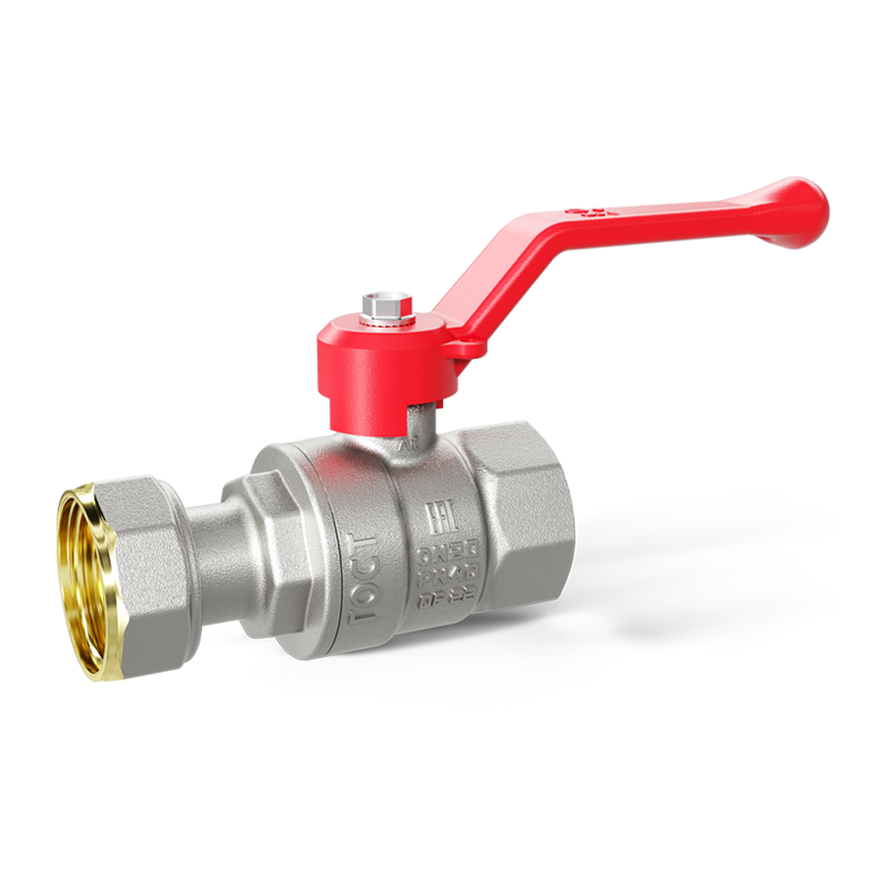 Кран шаровой латунный с накидной гайкой LD Pride 47.15.В-НкГк.Р Ду 15 Ру 40 рычаг (red)
