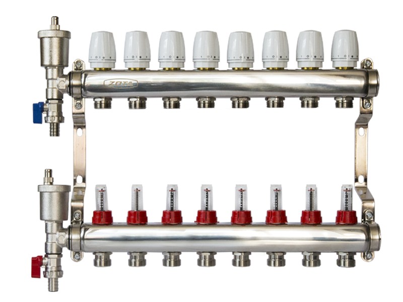 Коллектор ZOTA нержавеющий, с расходомерами 3 выхода