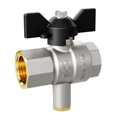 Кран шаровой латунный для датчика температуры LD Pride 45.20.В-В.Т.Б Ду 20 Ру 40 бабочка
