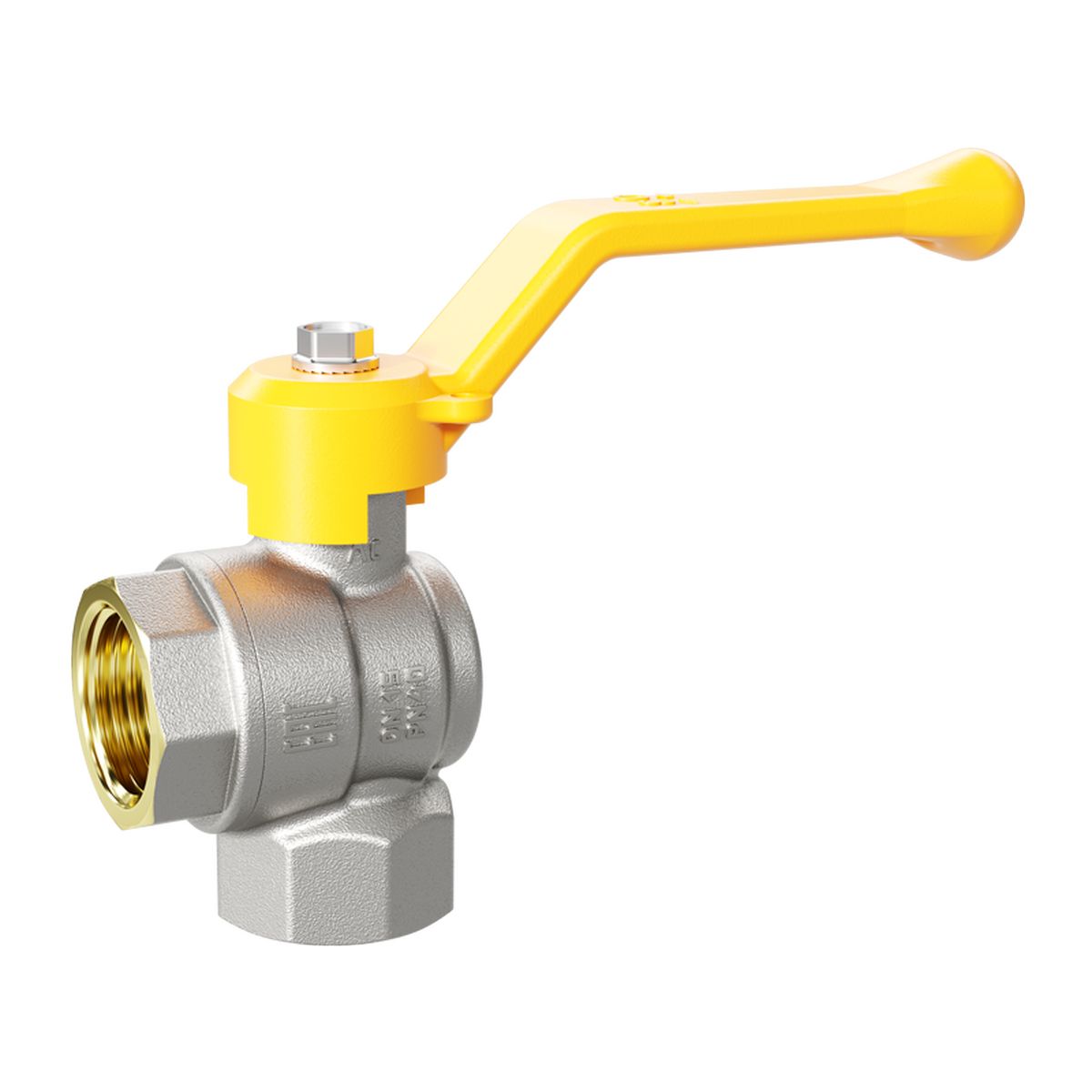 Кран шаровой латунный угловой LD Pride 47.15.В-В.У.Р GAS Ду 15 Ру 40 рычаг