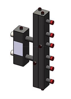 Гидроразделитель Zota с коллектором вертикальный, 3 контура, до 70 кВт
