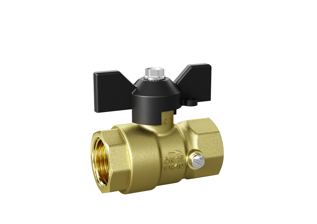 Кран шаровой латунный для манометра LD Pride 44.15.В-В.2М.Б Ду 15 Ру 40 бабочка с биркой