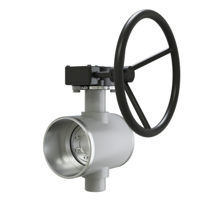 Поворотно-дисковый затвор 3-х эксцентриковый LD с редуктором R из стали 20, ПДЗ.П.Р.250.025.02