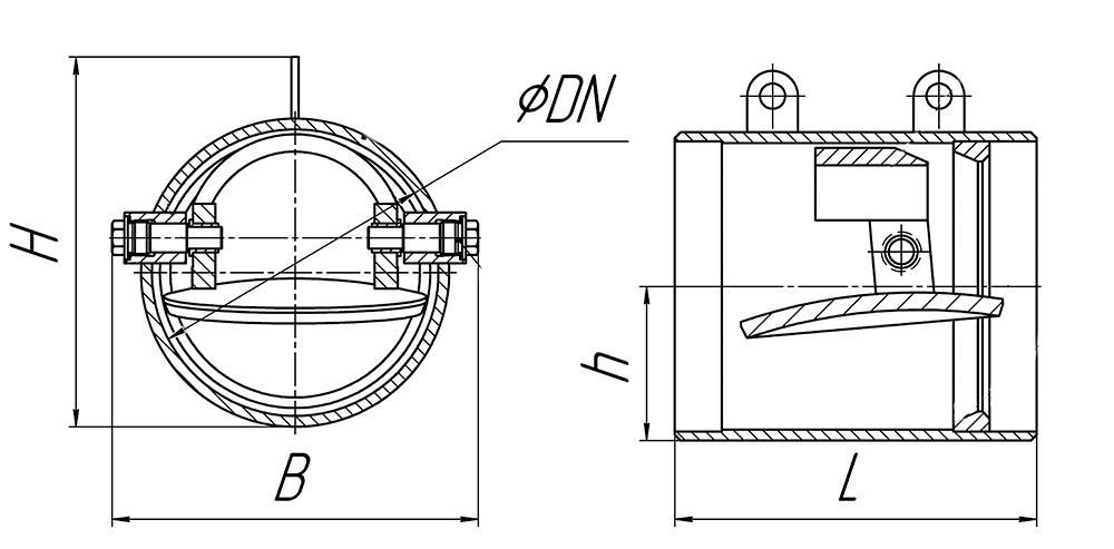 Клапан обратный дисковый 19с38нж Ду 400 Ру 1,6 под приварку