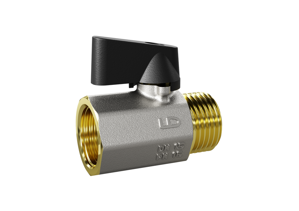 Кран шаровой мини для подключения сантехнических приборов LD Pride 46.15.В-Н.Ф Ду15 Ру16 в упаковке