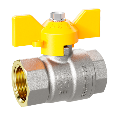 Кран шаровой латунный LD Pride 47.32.В-В.Б GAS ГС Ду 32 Ру 25 бабочка