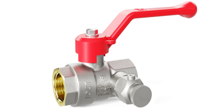 Кран шаровой латунный с дренажем и воздухоотводчиком трехходовой LD Pride 44.15.В-В.С.Р  Ду 15 Ру 40 рычаг (red)