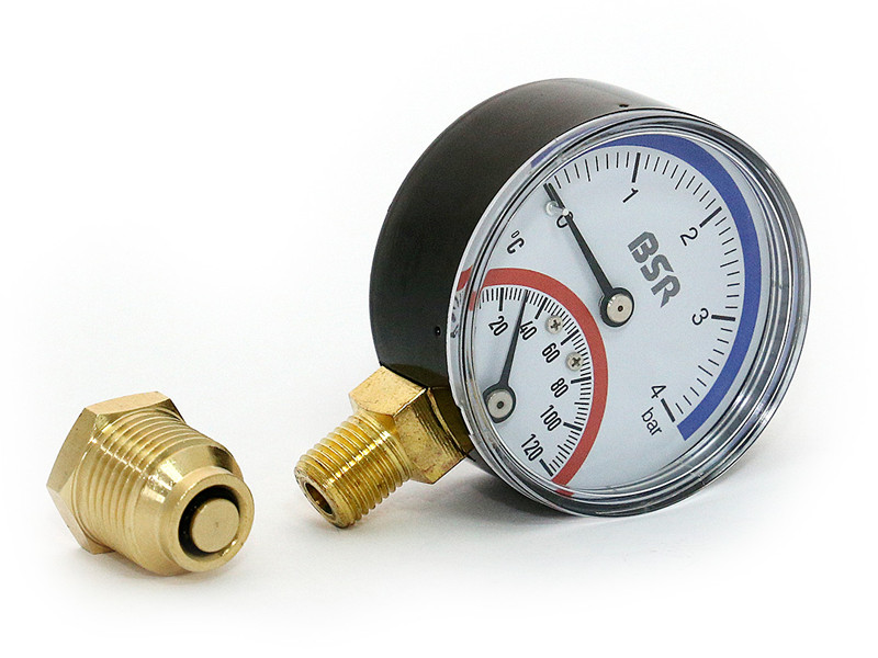 Термоманометр BSR 120°C, 4 бар, 1/2", 63мм, аксиальный