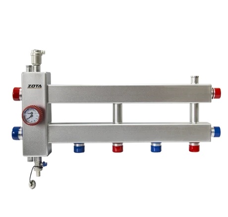 Гидроразделитель нерж. с коллектором горизонтальный, односторонний, 3 контура