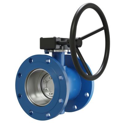 Поворотно-дисковый затвор 3-х эксцентриковый LD Energy с редуктором R из стали 09Г2С, ПДЗ.Ф.Р.150.025.03 с редуктором R