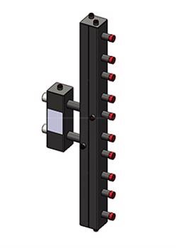 Гидроразделитель Zota с коллектором вертикальный, 5 контуров, до 70 кВт