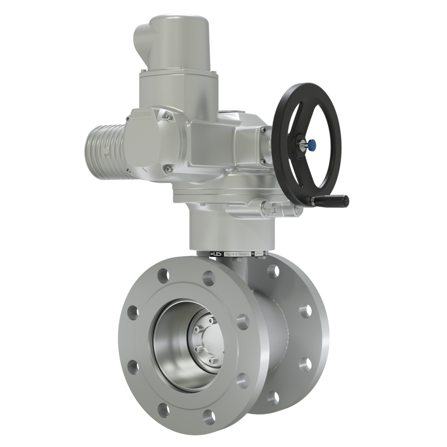Поворотно-дисковый затвор 3-х эксцентриковый LD под электропривод из стали 20, ПДЗ.Ф.Э.250.016.02