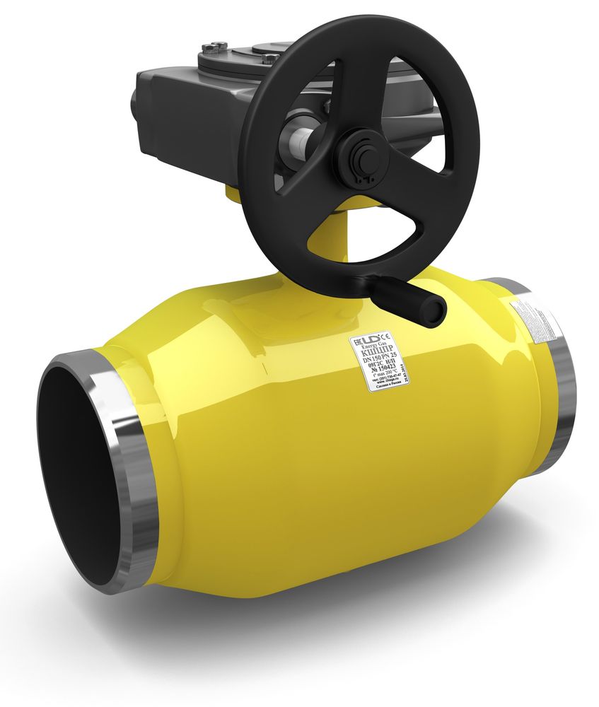 Кран шаровый LD КШЦП Р Energy Gas 350/300.025.Н/П.03. из стали 09Г2С Ду350/300 Ру2,5МПа с редуктором