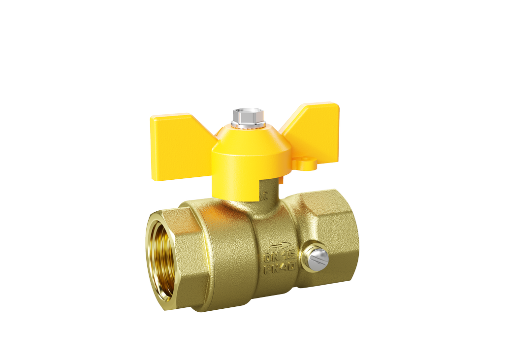 Кран шаровой латунный для манометра LD Pride 44.15.В-В.2М.Б GAS Ду 15 М20 Ру 40 бабочка