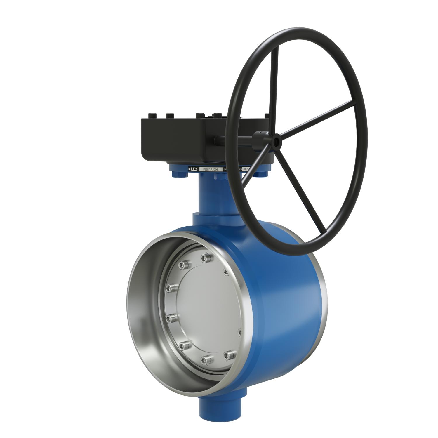 Поворотно-дисковый затвор 3-х эксцентриковый LD Energy с редуктором R из стали 09Г2С, ПДЗ.П.Р.400.025.03