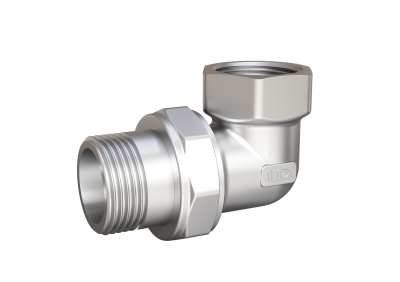 Сгон разъемный угловой (американка) LD Pride DN20 (3/4") ВР/НР латунь никель