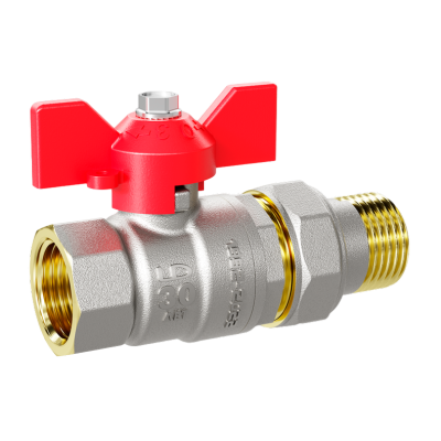 Кран шаровой латунный LD Pride 47.20.В-ГШ.Б Ду 20 Ру 40 бабочка (red) с биркой