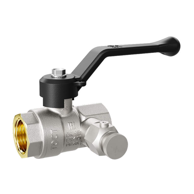 Кран шаровой латунный с дренажем и воздухоотводчиком трехходовой LD Pride 44.15.В-В.С.Р  Ду 15 Ру 40 рычаг с биркой