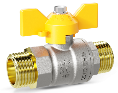 Кран шаровой латунный LD Pride 47.25.Н-Н.Б GAS Ду 25 Ру 40 бабочка