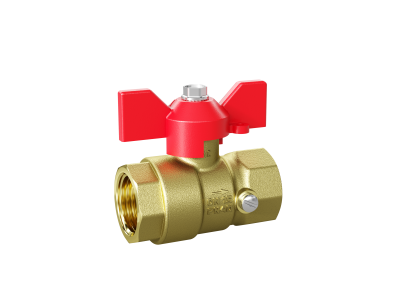Кран шаровой латунный для манометра LD Pride 44.15.В-В.2М.Б Ду 15 М20 Ру 40 бабочка (red)