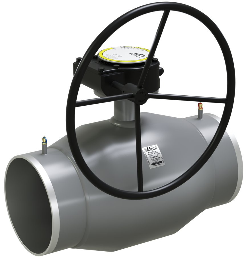 Кран шаровый LD КШЦПР Energy Regula из стали 20 Ду250/200 Ру2,5МПа с редуктором