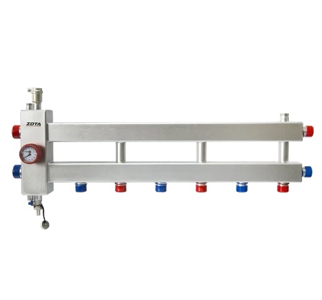 Гидроразделитель нерж. с коллектором горизонтальный, односторонний, 4 контура