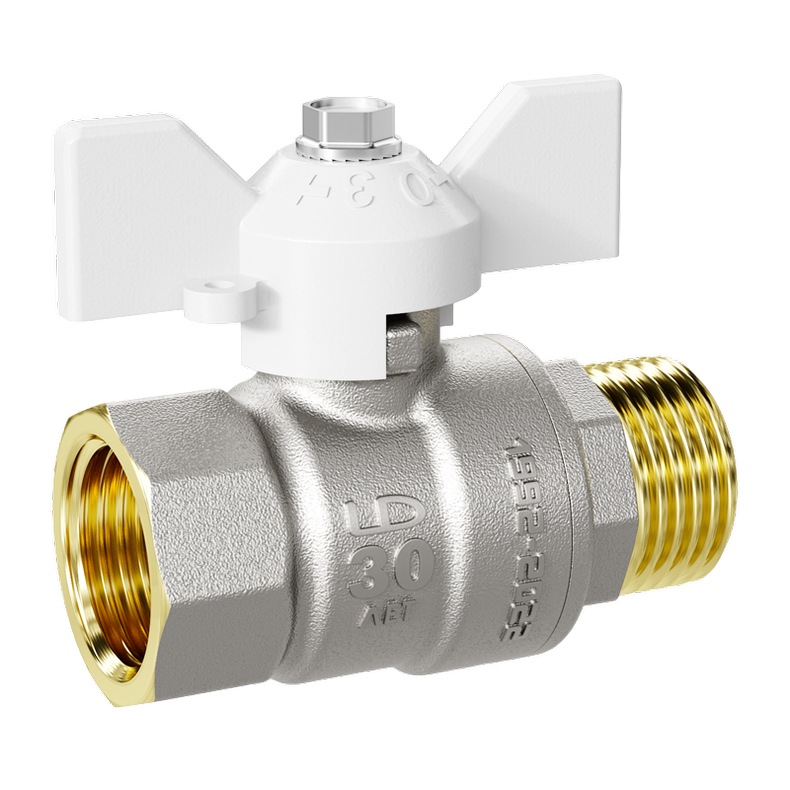 Кран шаровой латунный LD Pride 47.20.В-Н.Б Ду 20 Ру 40 бабочка (white) с биркой