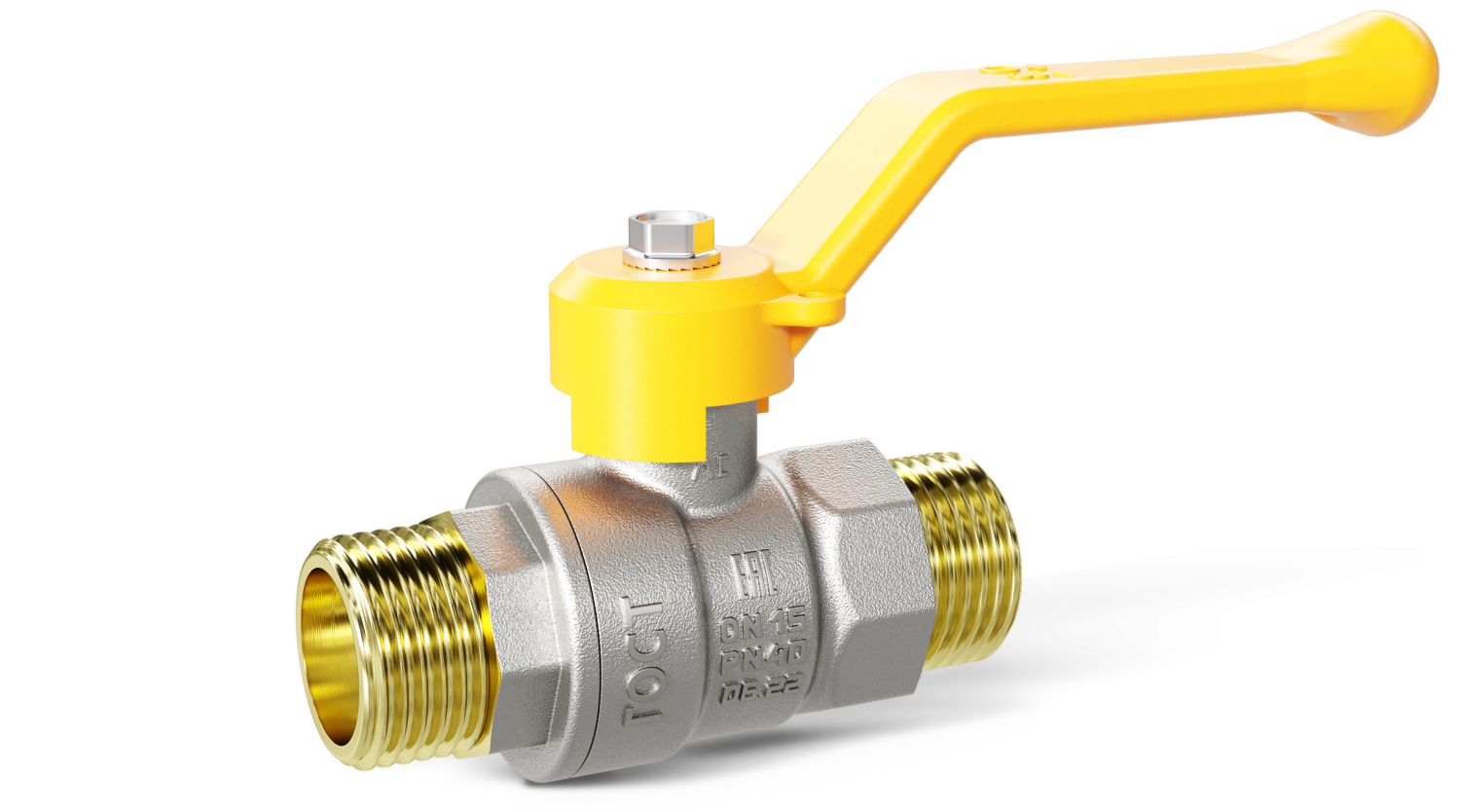 Кран шаровой латунный LD Pride 47.15.Н-Н.Р GAS Ду 15 Ру 40 рычаг