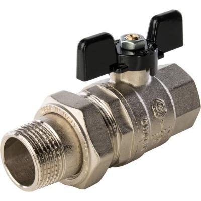 Кран шаровой STOUT полнопроходной с американкой ВР/НР 1", ручка бабочка