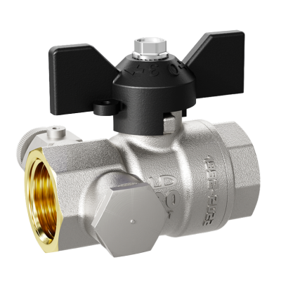 Кран шаровой латунный с дренажем и воздухоотводчиком трехходовой LD Pride 44.15.В-В.С.Б Ду 15 М20 Ру 40 бабочка с биркой