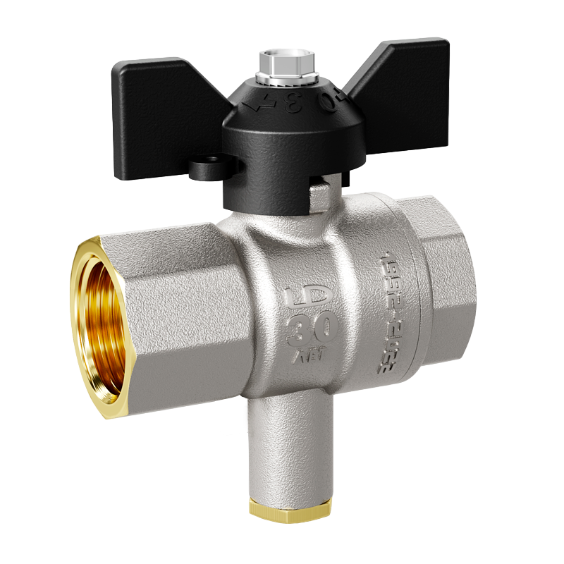 Кран шаровой латунный для датчика температуры LD Pride 45.20.В-В.Т.Б Ду 20 Ру 40 бабочка