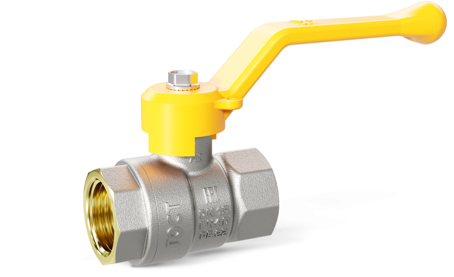 Кран шаровой латунный LD Pride 47.40.В-В.Р GAS Ду 40 Ру 25 рычаг