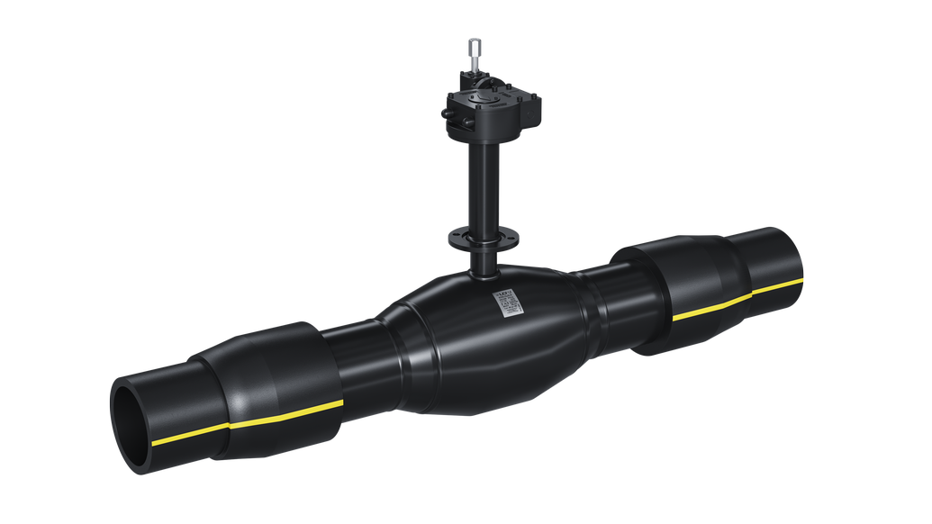 Кран шаровый LD для подземной установки КШЦП Р Gas 250.016.П/П.02. из стали 20 Ду250 Ру1,6МПа Н=1700мм с вертикальным редуктором с ПЭ патрубками SDR 11, 280/273