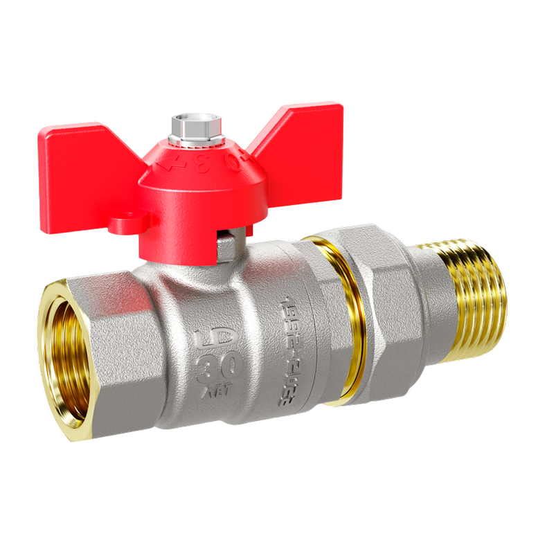 Кран шаровой латунный LD Pride 47.20.В-ГШ.Б Ду 20 Ру 40 бабочка (red) с биркой
