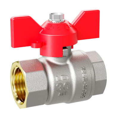 Кран шаровой латунный LD Pride 47.25.В-В.Б Ду 25 Ру 40 бабочка (red)
