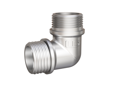 Угол 90 гр LD Pride DN15 (1/2") НР/НР латунь никель с биркой и хомутом