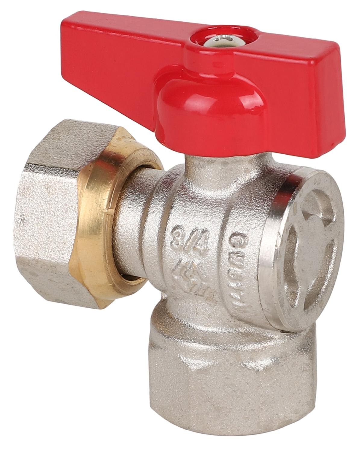 Кран шаровый полнопроходной угловой с накидной гайкой MVI 1/2", внутренняя-внутренняя, бабочка