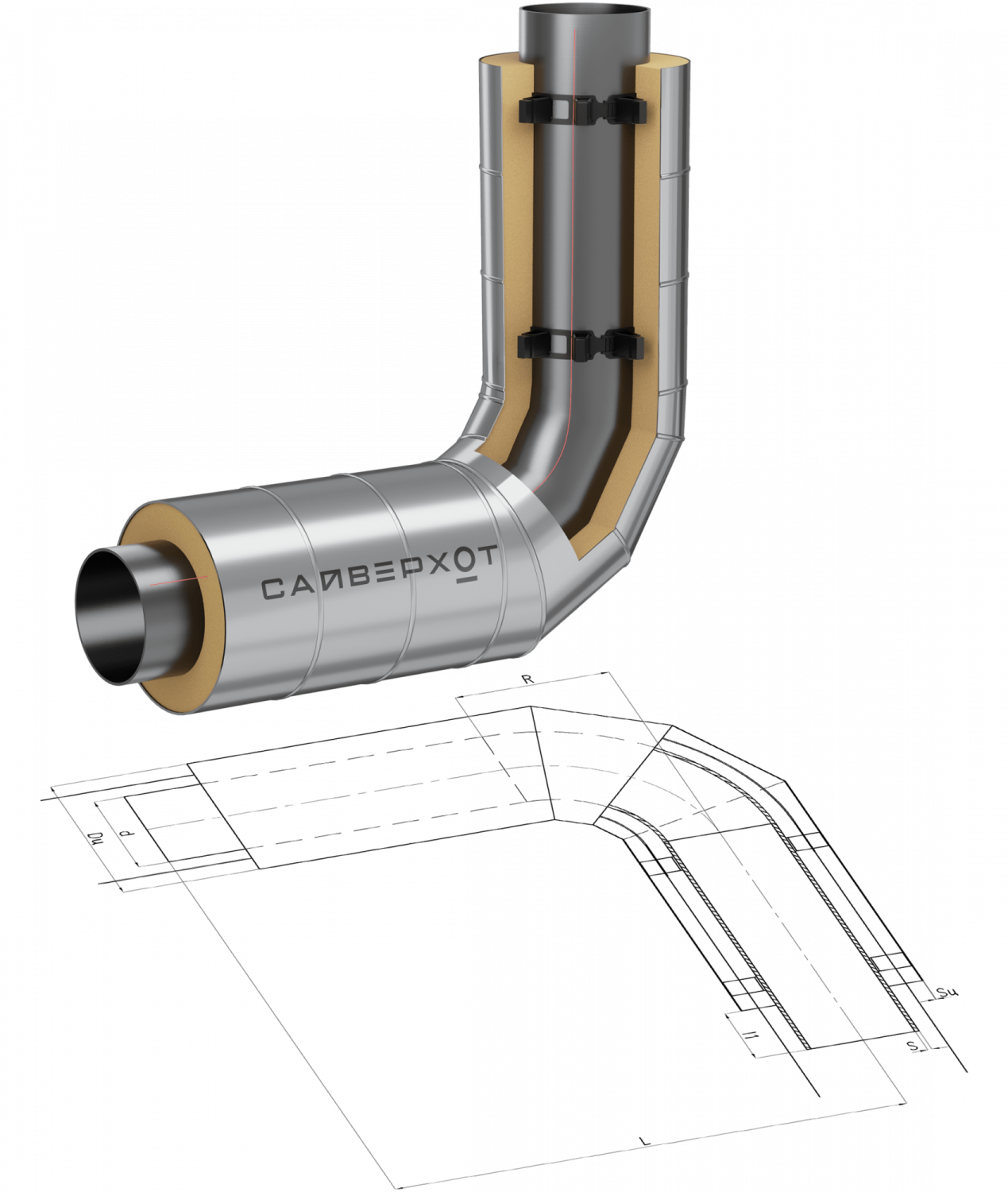 Отвод Ст 17Г1С-У (ГОСТ 20295-85) 630 - ППУ ОЦ