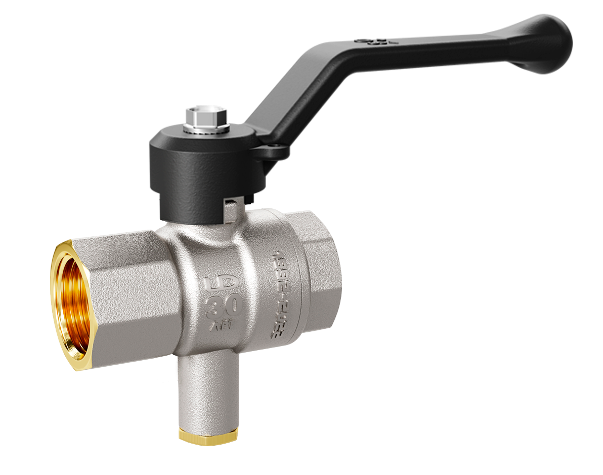 Кран шаровой латунный для датчика температуры LD Pride 45.15.В-В.Т.Р Ду 15 Ру 40 рычаг с биркой