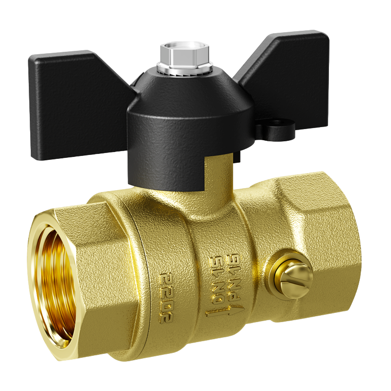 Кран шаровой латунный для манометра LD Pride 44.15.В-В.2М.Б Ду 15 М20 Ру 16 бабочка