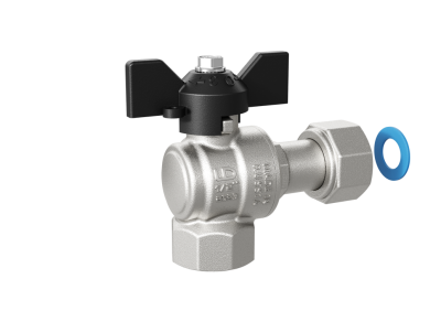 Кран шаровой латунный угловой с накидной гайкой LD Pride 47.20.В-НкГк.У.Б Ду 20 Ру 40 бабочка