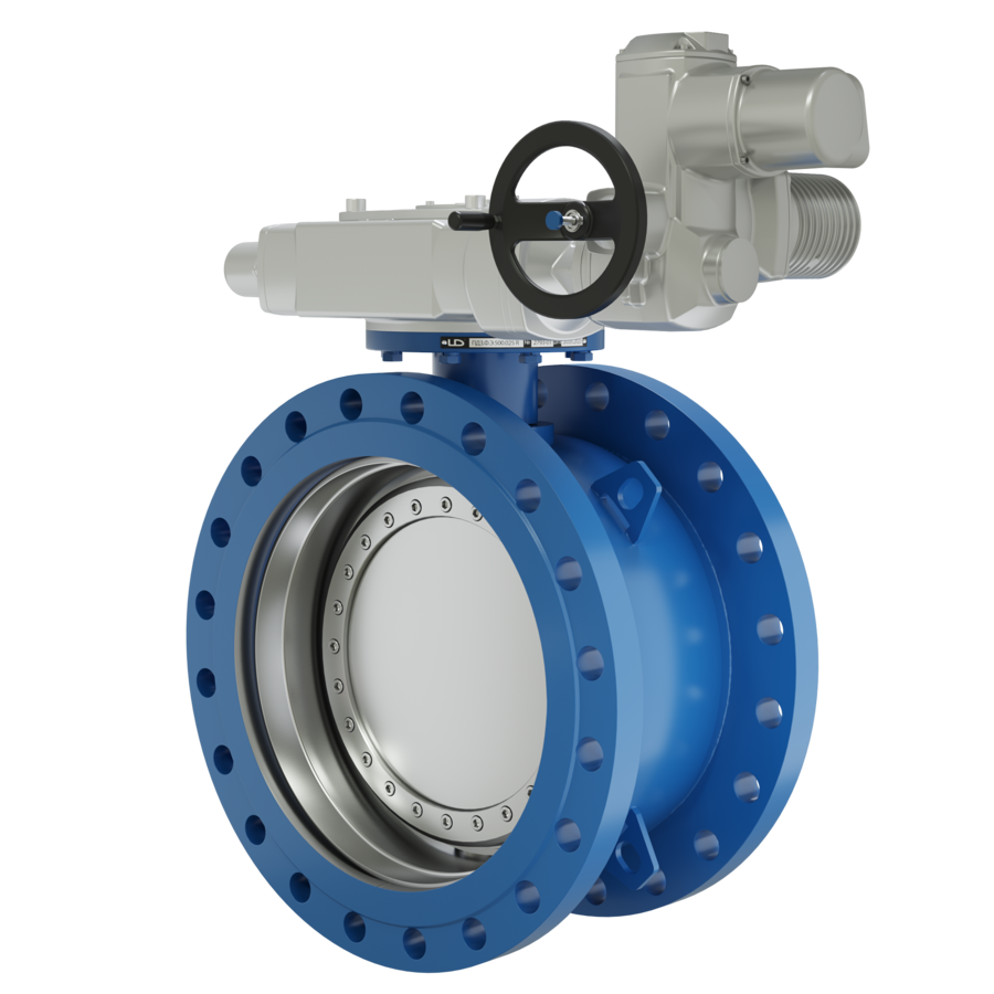 Поворотно-дисковый затвор 3-х эксцентриковый LD Energy под электропривод из стали 09Г2С, ПДЗ.Ф.Э.1200.016.03 под электропривод