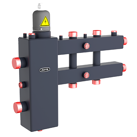 Гидроразделитель Zota с коллектором горизонтальный, 3 контура, до 70 кВт c заглушкой под ТЭНБ