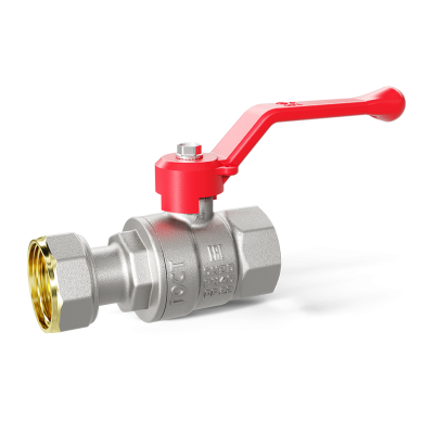 Кран шаровой латунный с накидной гайкой LD Pride 47.15.В-НкГк.Р Ду 15 Ру 40 рычаг (red)