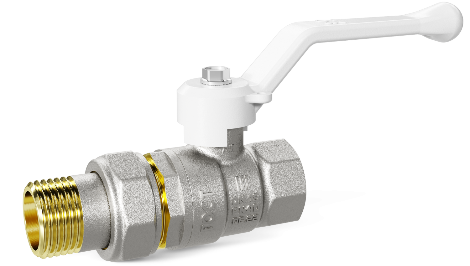 Кран шаровой латунный LD Pride 47.15.В-ГШ.Р Ду 15 Ру 40 рычаг (white)