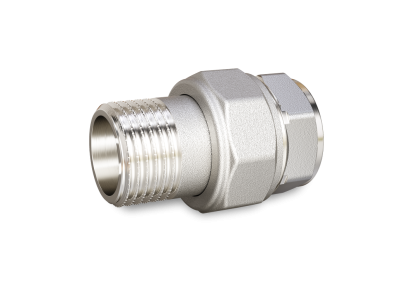 Сгон разъемный (американка) LD Pride DN25 (1") ВР/НР латунь никель с биркой и хомутом