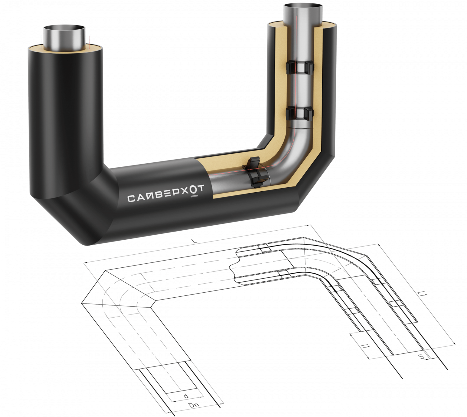 П-образный элемент, Ст 20 (ГОСТ 20295-85) 1020 - ППУ ПЭ