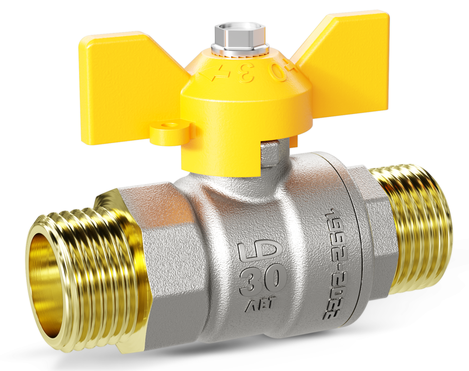 Кран шаровой латунный LD Pride 47.25.Н-Н.Б GAS Ду 25 Ру 40 бабочка
