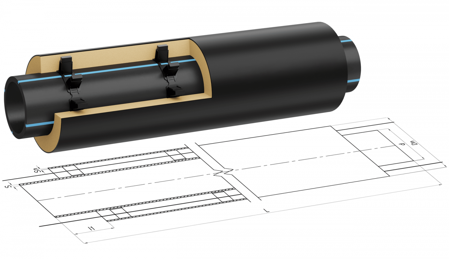 Труба ПЭ100 SDR 11 — 180 ППУ ПЭ