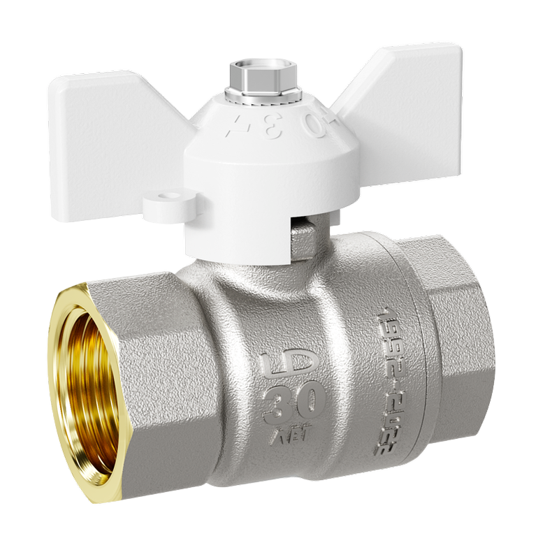 Кран шаровой латунный LD Pride 47.15.В-В.Б Ду 15 Ру 40 бабочка (white) с биркой